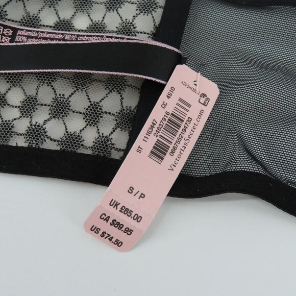 Victorias Secret Small Bralette Black Embroidered Mesh Boning Front Close NEW - Picture 12 of 15